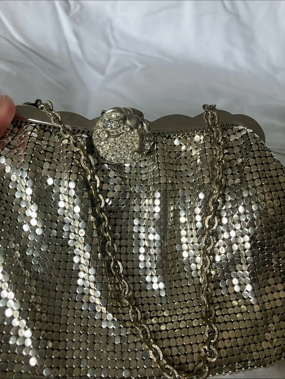Silver Sequin Evening Clutch Handbag